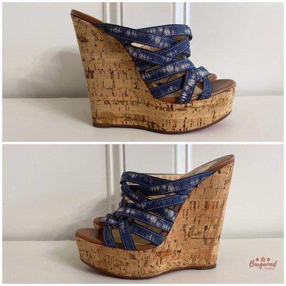 Authentic Christian Louboutin Denim Corniche Ribbon Sand Wedges Sandals 36/6 - Picture 10 of 13